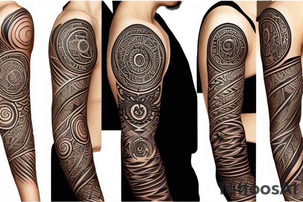 soil sun water wind fire sleeve tattoo idea