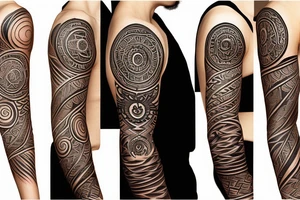 soil sun water wind fire sleeve tattoo idea