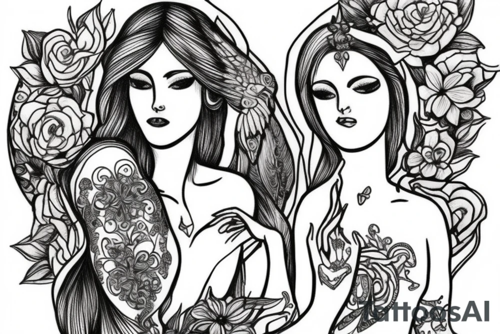Neo traditional Virgo maiden tattoo idea