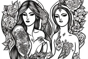 Neo traditional Virgo maiden tattoo idea