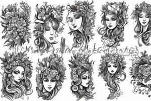 Neo traditional Virgo maiden tattoo idea