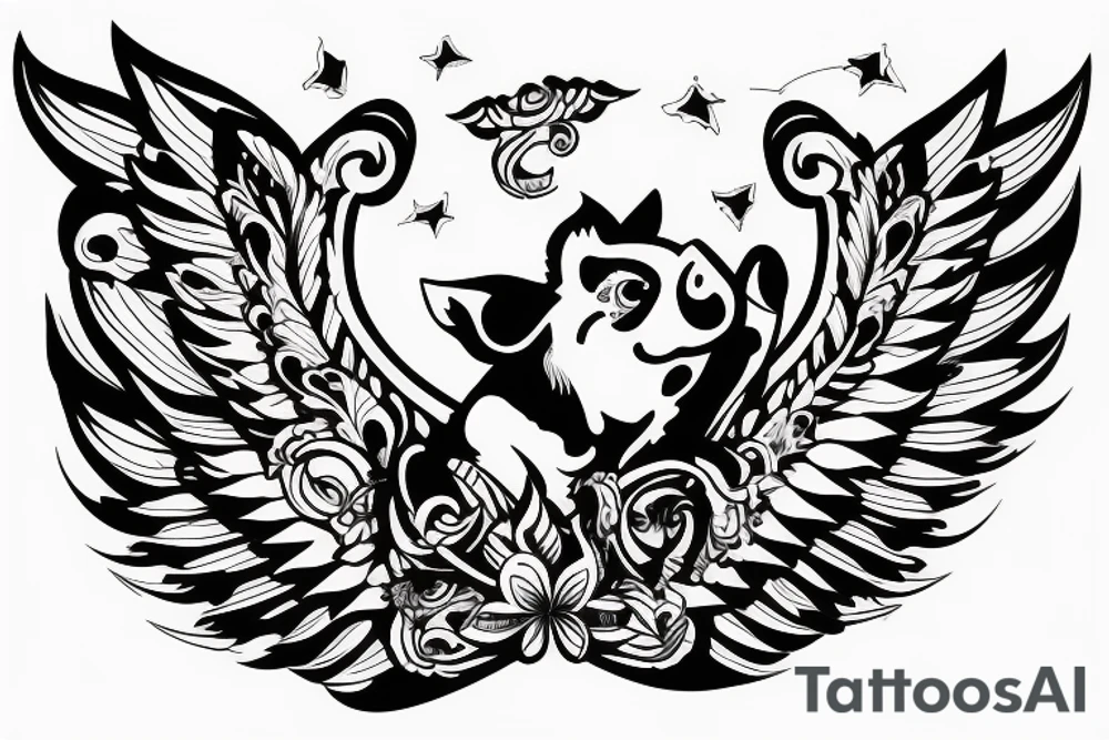 pig with wings tattoo idea