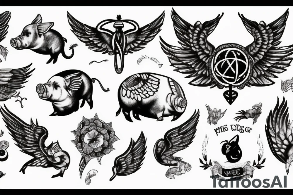 pig with wings tattoo idea