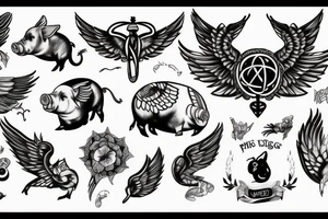 pig with wings tattoo idea