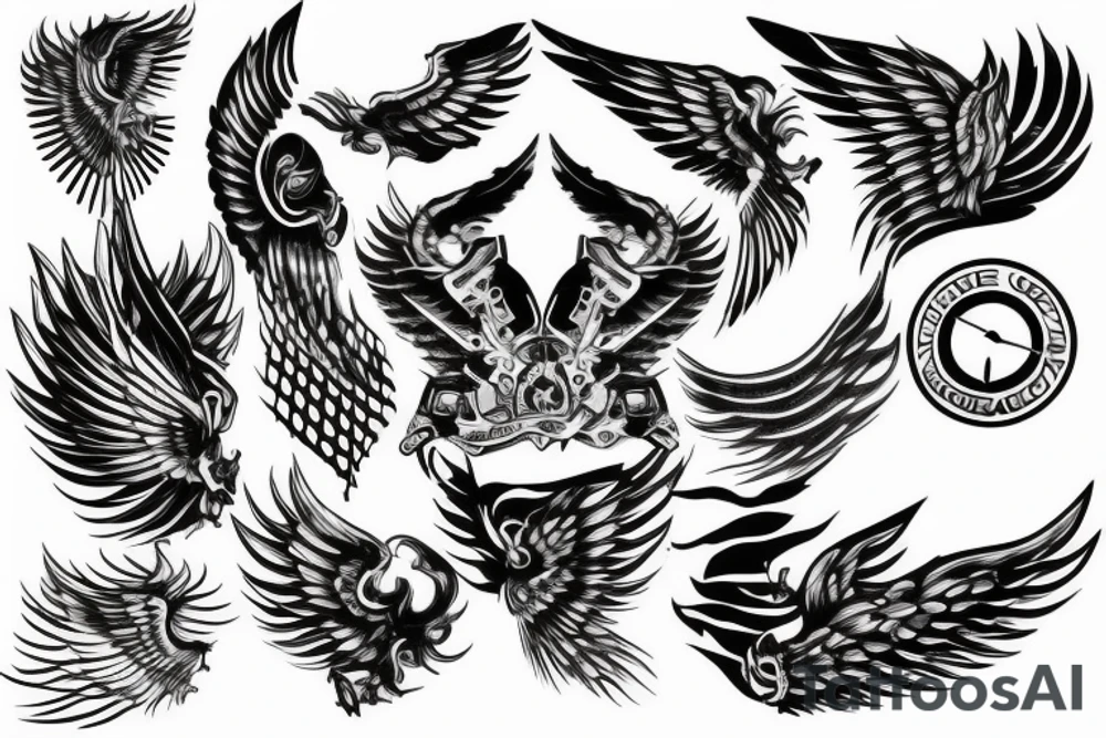 a race car that has wings tattoo idea