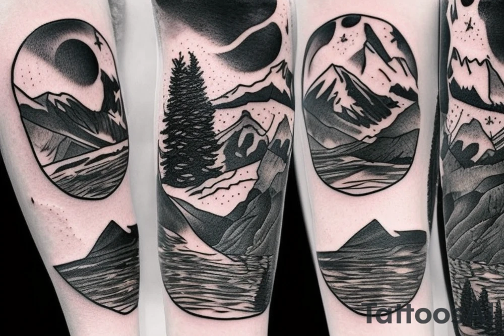 mountains with skis tattoo idea