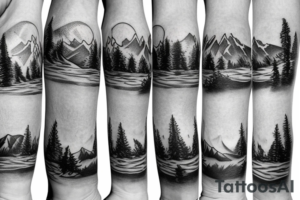 mountains with skis tattoo idea