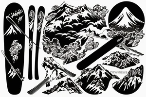 mountains with skis tattoo idea