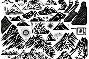 mountains with skis tattoo idea