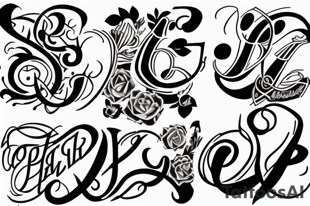 Capital P
Lowercase p
Lowercase p
Capital P
All in a line and connected tattoo idea