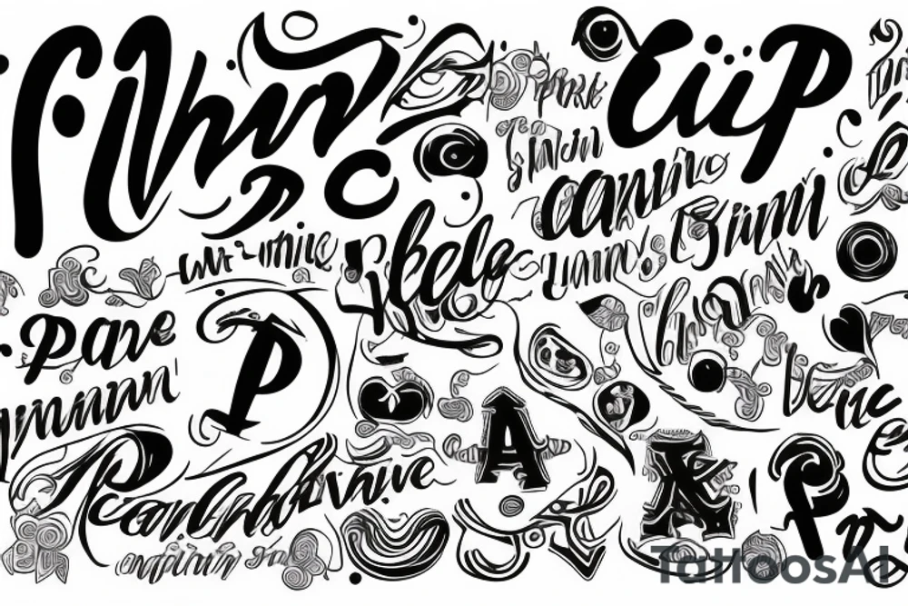 Capital P p p P
All in a line and connected tattoo idea