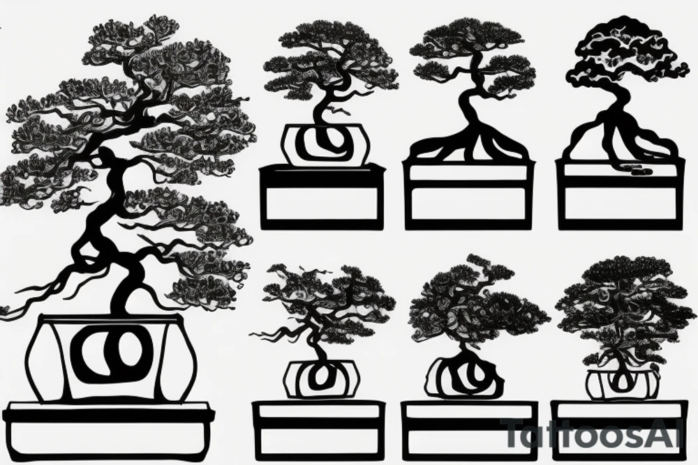 melting bonsai tree tattoo idea