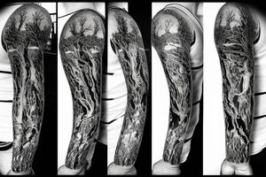 melting bonsai tree tattoo idea
