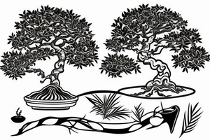 melting bonsai tree tattoo idea