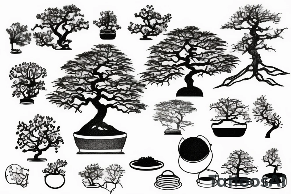 melting bonsai tree tattoo idea
