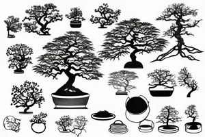 melting bonsai tree tattoo idea