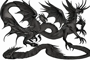A phoenix and dragon chasing each other tattoo idea