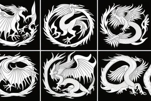 A phoenix and dragon chasing each other tattoo idea