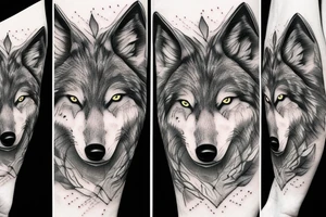 Wolf forest and mountain tattoo idea