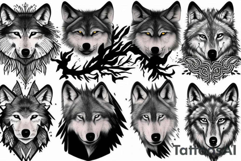 Wolf forest and mountain tattoo idea