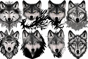 Wolf forest and mountain tattoo idea