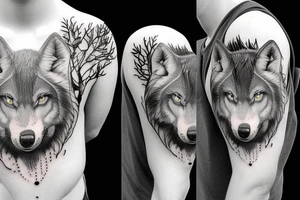 Wolf forest and mountain tattoo idea