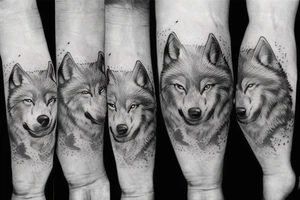 Wolf forest and mountain tattoo idea
