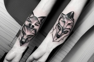 Wolf forest and mountain hand tattoo idea