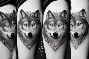 Wolf, beam, forest and mountain tattoo idea