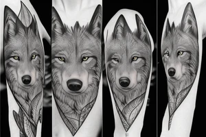 Wolf, forest and mountain tattoo idea