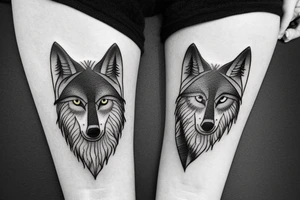 Wolf, forest and mountain tattoo idea