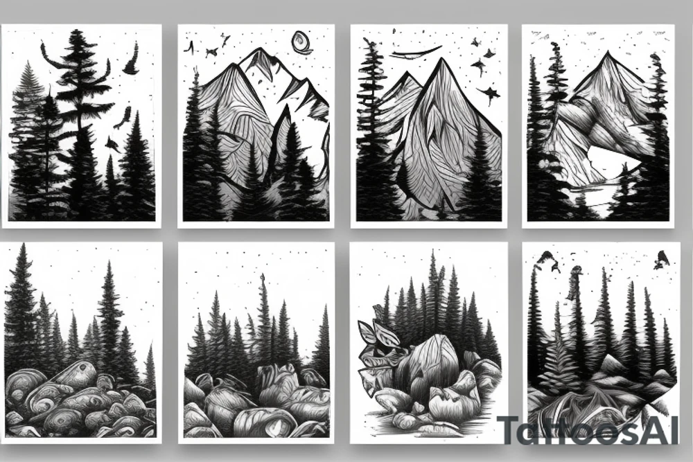 forest and mountain tattoo idea