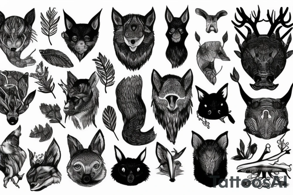 Forest Animals and the Forest tattoo idea
