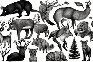 Forest Animals and the Forest tattoo idea