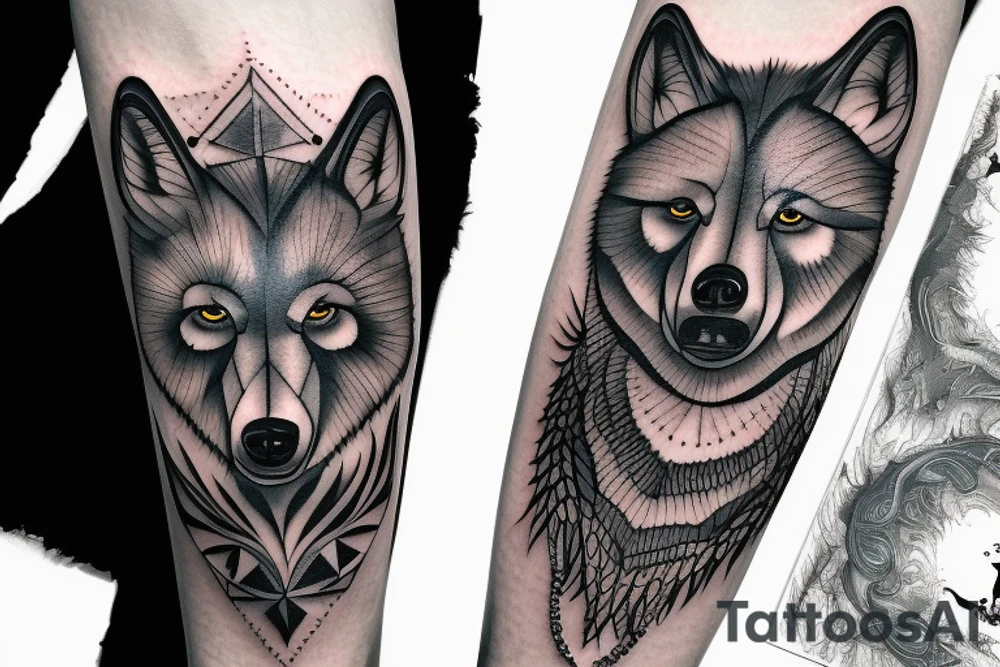 Wolf Bear and Crow tattoo idea
