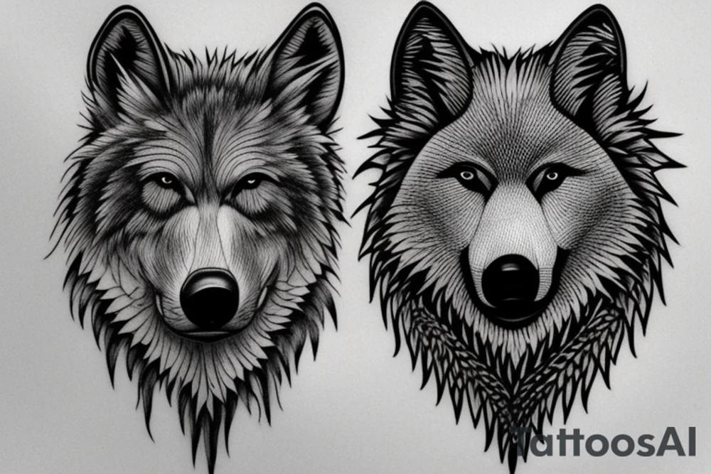 Wolf Bear and Crow tattoo idea