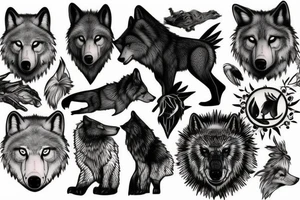 Wolf Bear and Crow tattoo idea