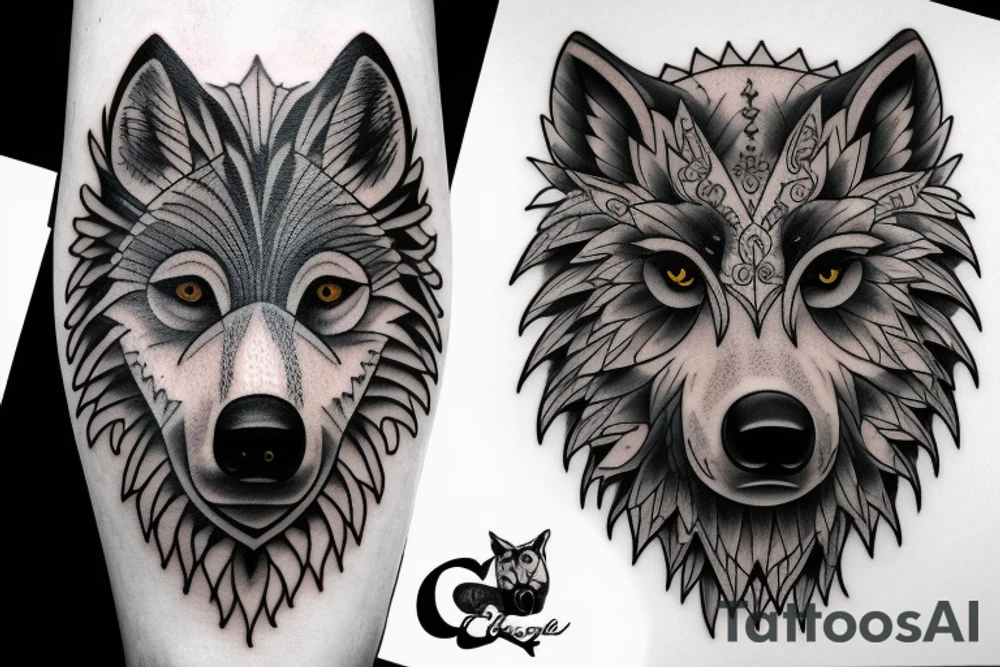 Wolf Bear and Crow tattoo idea
