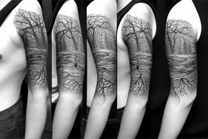 Forest style sleeve tattoo idea