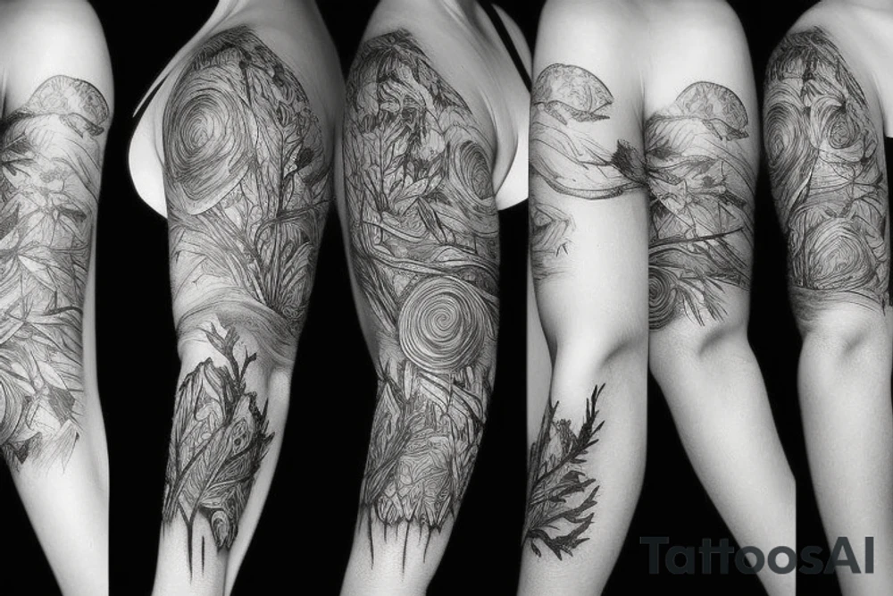 Forest style sleeve tattoo idea