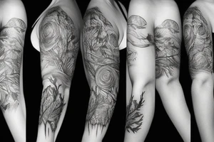 Forest style sleeve tattoo idea