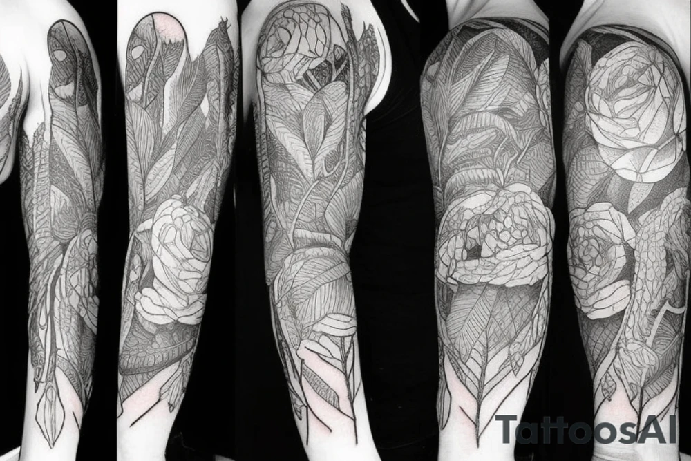 Forest style sleeve tattoo idea