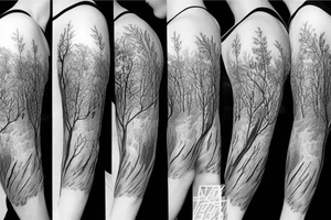 Forest with animal style sleeve tattoo idea