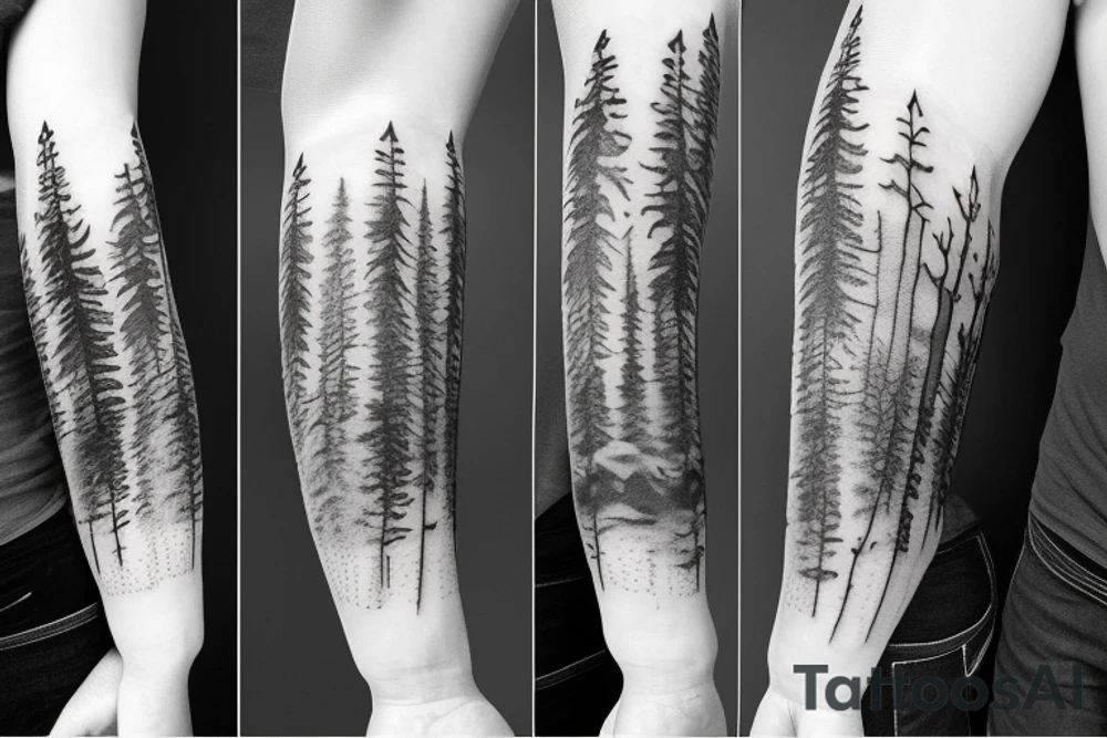 Forest with animal style sleeve tattoo idea