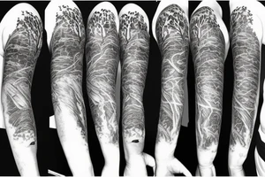 Forest with animal style sleeve tattoo idea