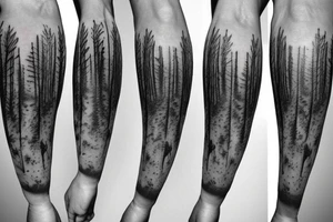 Forest with wolfes style sleeve tattoo idea