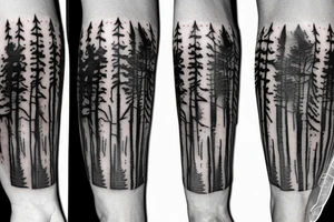 Forest with wolves style sleeve tattoo idea