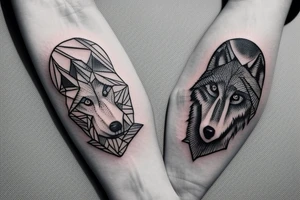 Bottom of the hand forest with a wolf and on top of the hand of the mountain with a bear tattoo idea