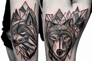 Bottom of the hand forest with a wolf and on top of the hand of the mountain with a bear tattoo idea