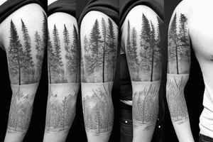 Sleeve in a forest theme tattoo idea
